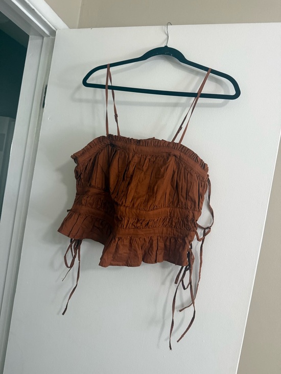 Free People Tops - Free People Rust Brown Ruffle Tie Camisole